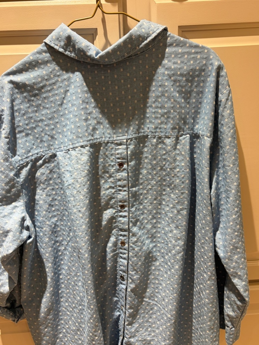 Jane and Delancey Light Blue Dot-Print Button-Back Blouse